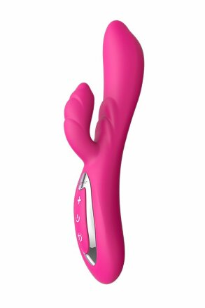 Розовый вибратор Nalone Touch2 с клиторальным стимулятором - 21,8 см. 