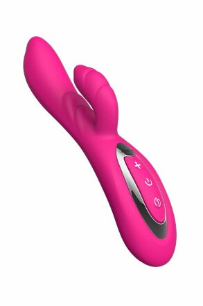 Розовый вибратор Nalone Touch2 с клиторальным стимулятором - 21,8 см. 