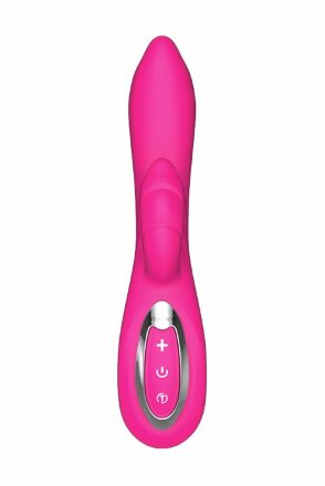 Розовый вибратор Nalone Touch2 с клиторальным стимулятором - 21,8 см. 