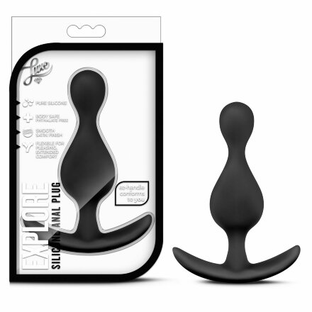 Чёрная фигурная анальная пробка Luxe Explore - 11,4 см. 