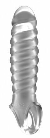 Прозрачная ребристая насадка Stretchy Penis Extension No.32 