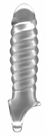 Прозрачная ребристая насадка Stretchy Penis Extension No.32 