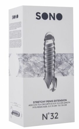 Прозрачная ребристая насадка Stretchy Penis Extension No.32 