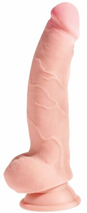 Телесный фаллоимитатор на присоске 8&quot; Triple Density Fat Cock with Balls  - 24,1 см. 