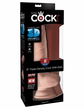 Телесный фаллоимитатор на присоске 8&quot; Triple Density Fat Cock with Balls  - 24,1 см. 