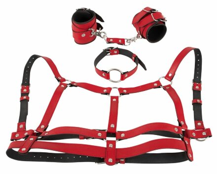 Красный комплект БДСМ-аксессуаров Harness Set 