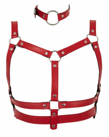 Красный комплект БДСМ-аксессуаров Harness Set 