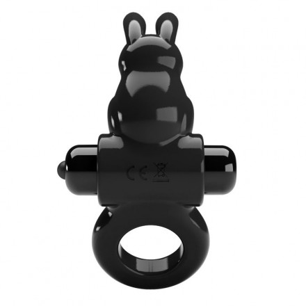 Черное эрекционное кольцо со стимулятором клитора в виде кролика Exciting ring 