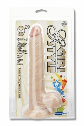 Телесный фаллоимитатор G-GIRL STYLE 9INCH DONG WITH SUCTION CAP - 22,8 см. 