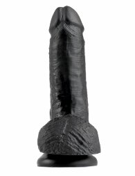 Чёрный фаллоимитатор с мошонкой 7&quot; Cock with Balls - 19,4 см.