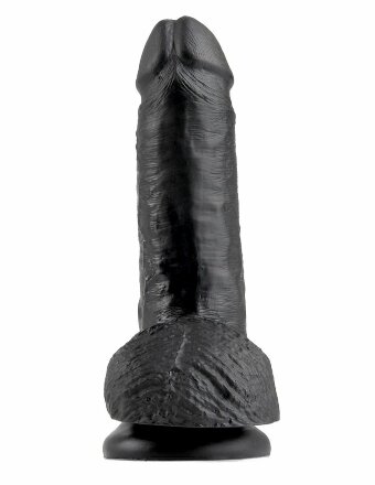 Чёрный фаллоимитатор с мошонкой 7&quot; Cock with Balls - 19,4 см. 