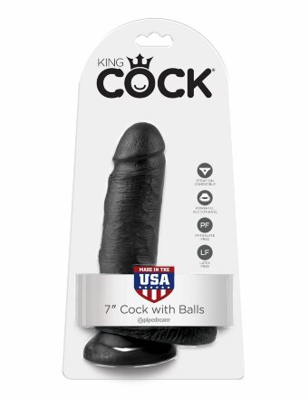 Чёрный фаллоимитатор с мошонкой 7&quot; Cock with Balls - 19,4 см. 