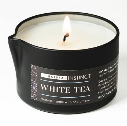 Массажная свеча с феромонами Natural Instinct WHITE TEA - 70 мл. 