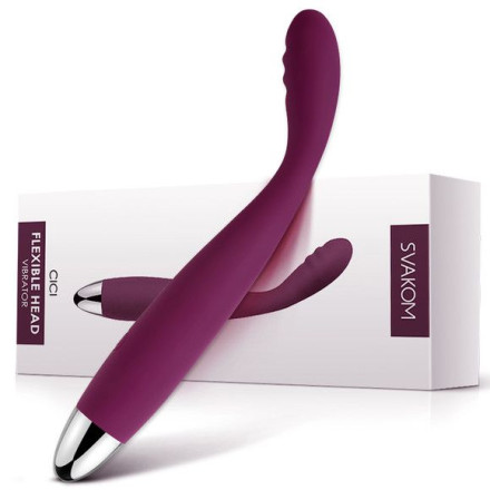 Фиолетовый вибратор Cici Violet с гнущейся головкой - 18,2 см. 