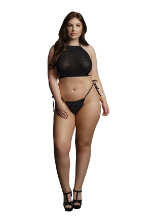 Стильный комплект Festive Rhinestone Top and Thong со стразами 