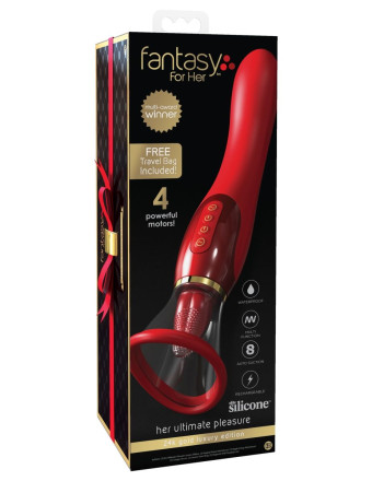 Красный двухсторонний вибростимулятор Ultimate Pleasure 24K Gold Luxury Edition - 25 см. 