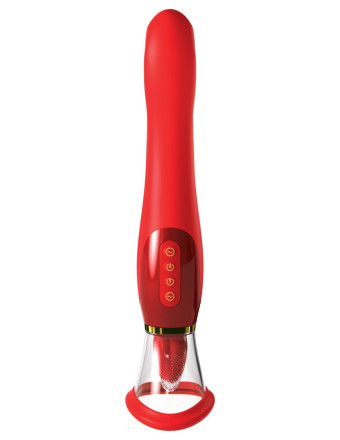 Красный двухсторонний вибростимулятор Ultimate Pleasure 24K Gold Luxury Edition - 25 см. 