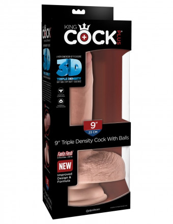 Телесный фаллоимитатор на присоске 9&quot; Triple Density Cock with Balls - 24,1 см. 