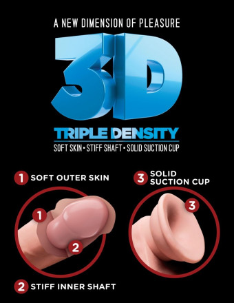 Телесный фаллоимитатор на присоске 9&quot; Triple Density Cock with Balls - 24,1 см. 