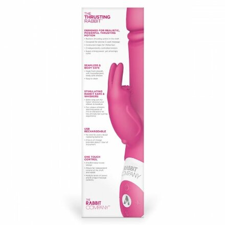 Розовый вибратор с функцией толкания Thrusting Rabbit 