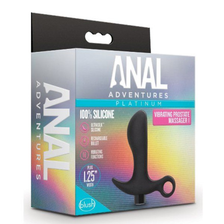 Черный анальный вибратор Silicone Vibrating Prostate Massager 01 - 10,8 см. 