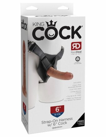 Кофейный страпон Strap-on Harness Cock - 15,2 см. 