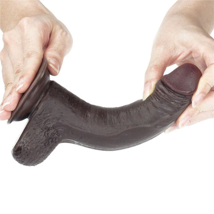 Коричневый фаллоимитатор Sliding-Skin Dong 7.0 - 17,5 см. 