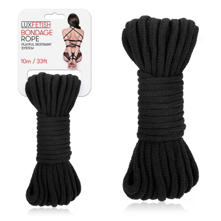 Черная хлопковая веревка для связывания Bondage Rope - 10 м. 