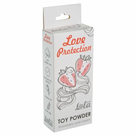 Пудра для игрушек Love Protection с ароматом клубники со сливками - 15 гр. 