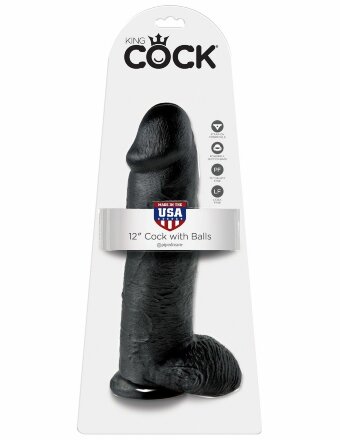 Чёрный фаллоимитатор-гигант 12&quot; Cock with Balls - 30,5 см. 
