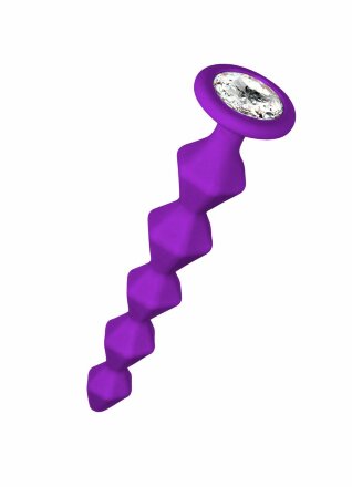 Фиолетовая анальная цепочка с кристаллом Buddy - 17,7 см. 