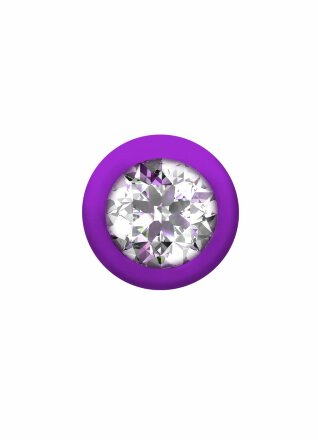 Фиолетовая анальная цепочка с кристаллом Buddy - 17,7 см. 
