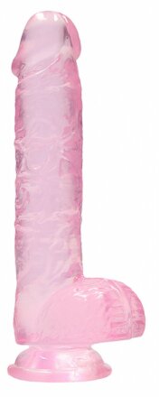Розовый фаллоимитатор Realrock Crystal Clear 9 inch - 25 см. 