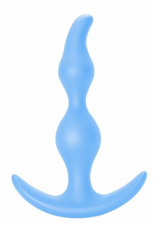 Голубая анальная пробка Bent Anal Plug Black - 13 см. 