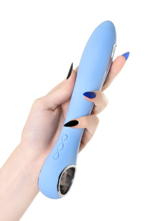 Голубой силиконовый вибратор с электростимуляцией GALVANI VIBE - 21 см. 