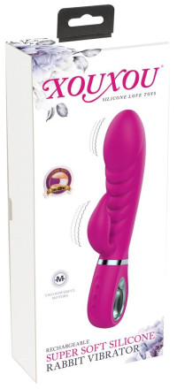 Лиловый вибратор-кролик Super Soft Silicone Rabbit Vibrator - 20,2 см. 