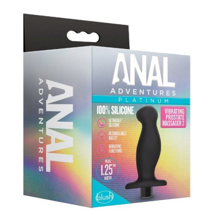 Черный анальный вибромассажёр Silicone Vibrating Prostate Massager 02 - 10,8 см. 
