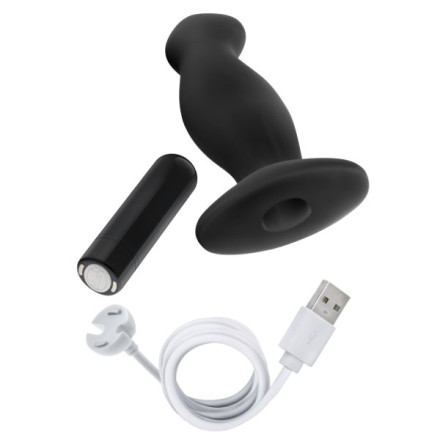 Черный анальный вибромассажёр Silicone Vibrating Prostate Massager 02 - 10,8 см. 