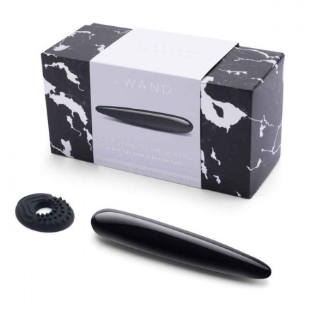 Массажер Le Wand Crystal Slim Wand из черного обсидиана 