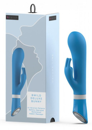 Голубой вибратор-кролик Bwild Deluxe Bunny - 19,3 см. 
