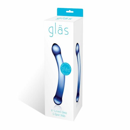 Синий изогнутый фаллоимитатор Curved G-Spot Glass Dildo - 16 см. 