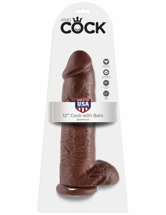 Коричневый фаллоимитатор-гигант 12&quot; Cock with Balls - 30,5 см. 
