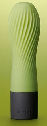Салатовый рифленый мини-вибратор IROHA ZEN MATCHA - 12,7 см. 