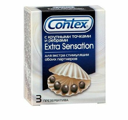 Презервативы с крупными точками и рёбрами Contex Extra Sensation - 3 шт. 