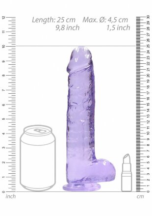 Фиолетовый фаллоимитатор Realrock Crystal Clear 9 inch - 25 см. 