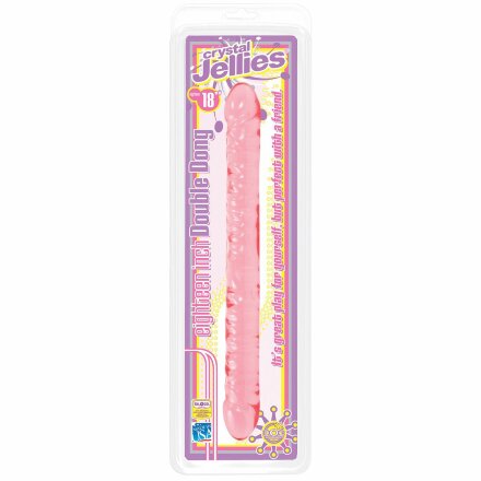 Розовый двухголовый фаллоимитатор Crystal Jellies - 45,7 см. 