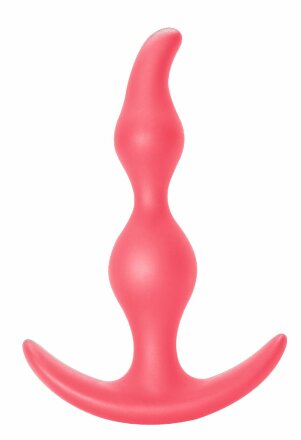 Розовая анальная пробка Bent Anal Plug Black - 13 см. 