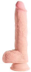 Телесный фаллоимитатор на присоске 10&quot; Triple Density Fat Cock with Balls - 27,9 см.