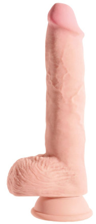 Телесный фаллоимитатор на присоске 10&quot; Triple Density Fat Cock with Balls - 27,9 см. 