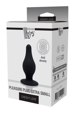 Черный анальный стимулятор DUAL DENSITY PLEASURE PLUG XS - 6,4 см. 